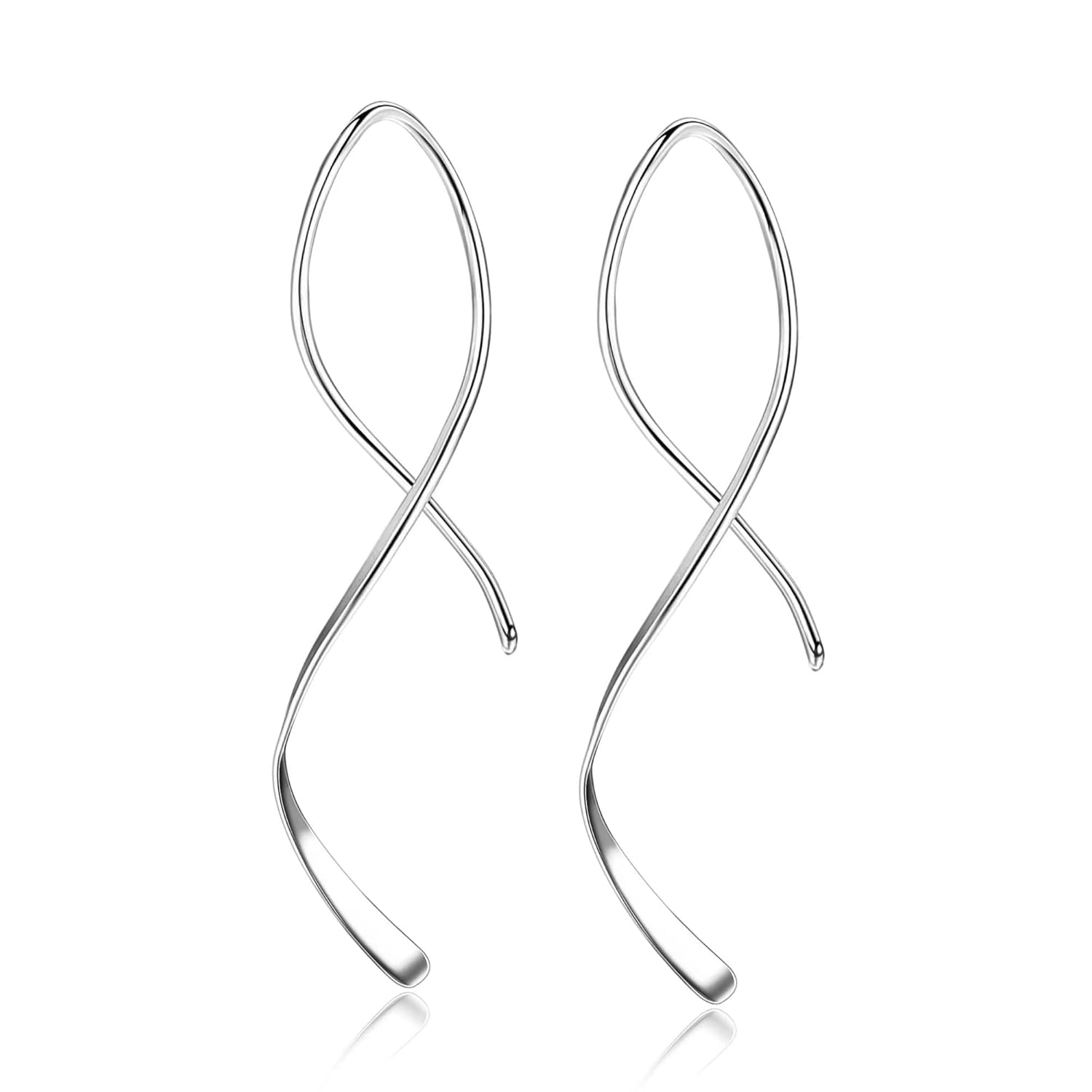 Handmade 925 Sterling Silver Spiral Threader Twisted Curve Earrings for Easy Pull-Through
