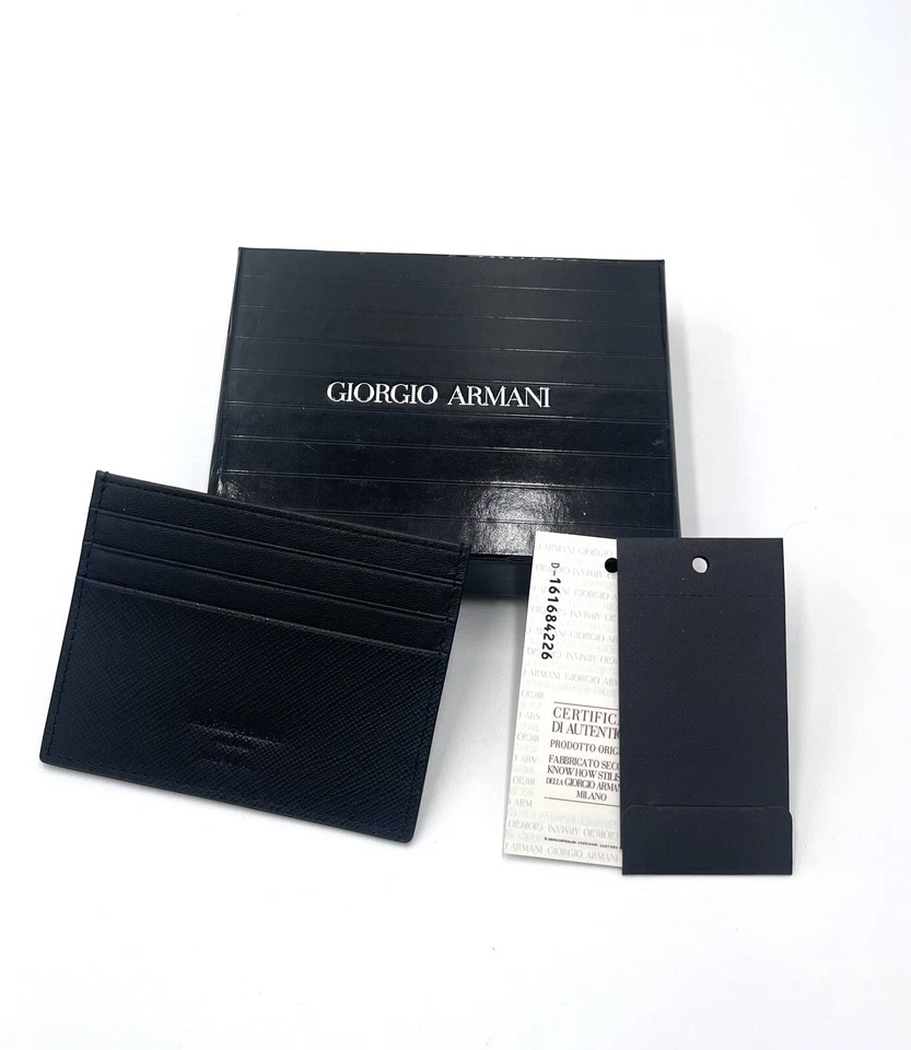 Giorgio Armani 皮革卡夹黑色全新带盒! — 第 2/4 张图片