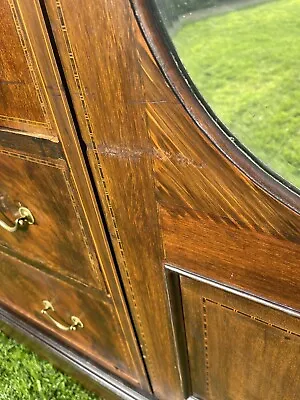 Buy Antique Mahogany Edwardian Carved Triple Wardrobe Armoire With Drawers