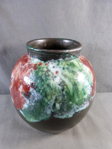 Michel Pointu (1925), Superb Glazed Stoneware Ball Vase with Drips, signed M●U - Picture 2 of 13