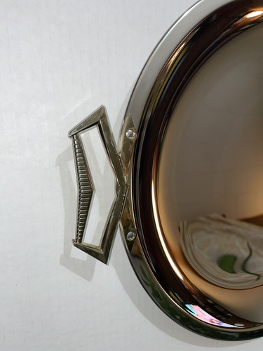 Kromex Round Serving Tray Dish Silver Metal Chrome Handled Retro Decorative MCM - Picture 7 of 8