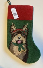 New C&F Home Hooked Christmas Stocking Yorkie Dog Dillards