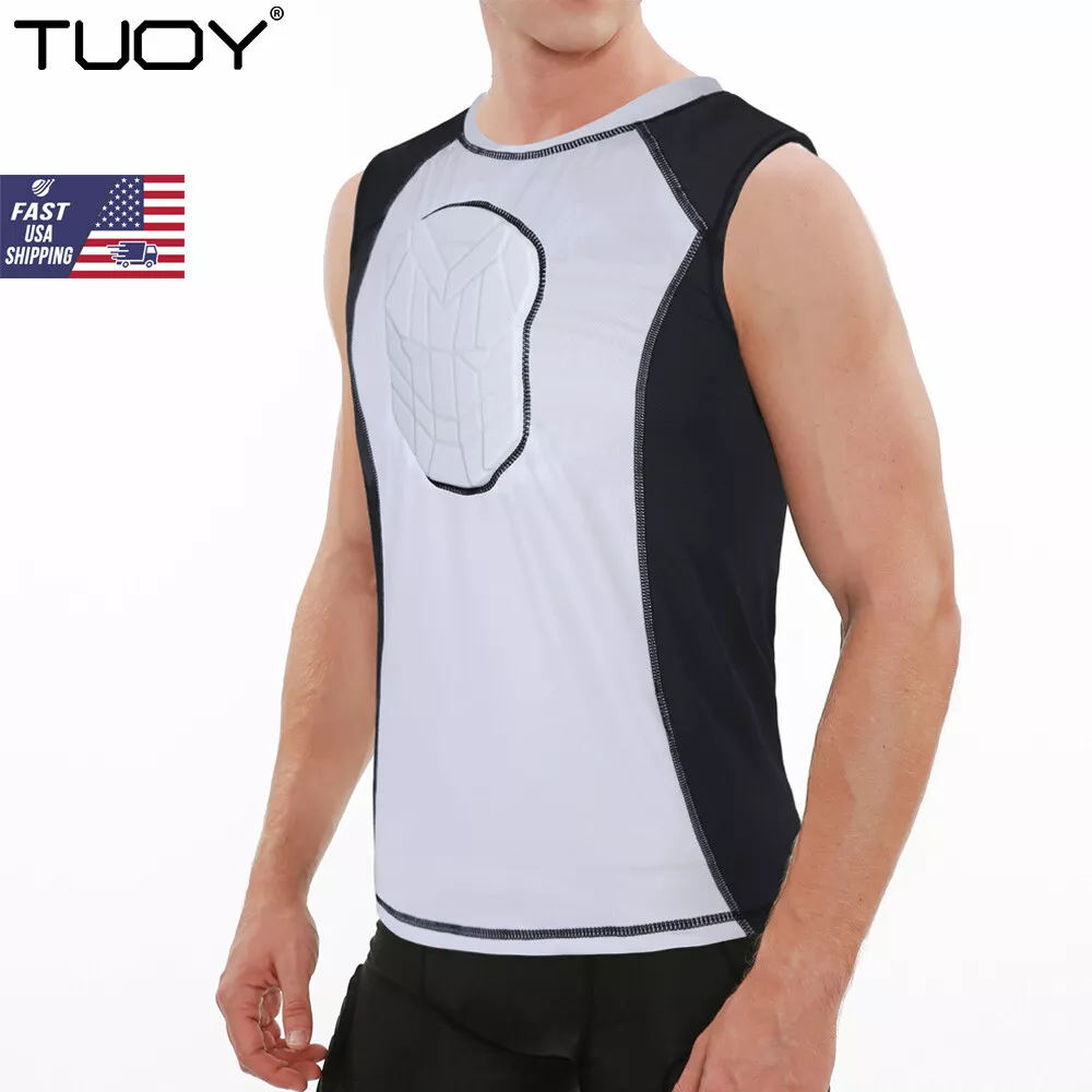 Breathable Padded Compression Shirt Vest Sleeveless Chest Protector For  Football