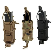 Tactical Molle 9mm Magazine Pouch Pistol Single Mag Bag Flashlight Holder Pouch