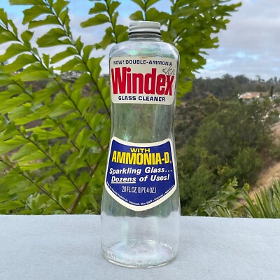 VINTAGE ORIGINAL GLASS WINDEX BOTTLE (DRACKETT GLASS BOTTLE) 20 FL.OZ. BEAUTIFUL