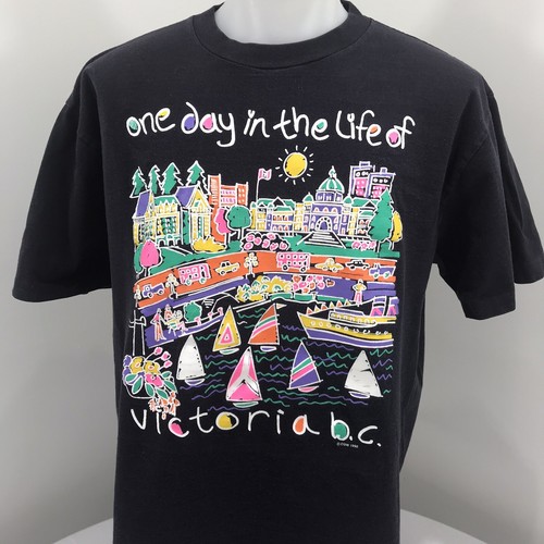Victoria British Columbia Vintage 1990 Pastel One Day In Life Mens XL Tshirt - Bild 1 von 7