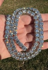 55ct Lab Created Round Cut Diamond Women's Tennis Necklace 14K White Gold Plated