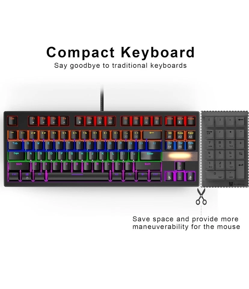 SADES Mechanical Gaming Keyboard For Mac PC Laptop Wired LED Backlit Keyboard - Image 3 of 4