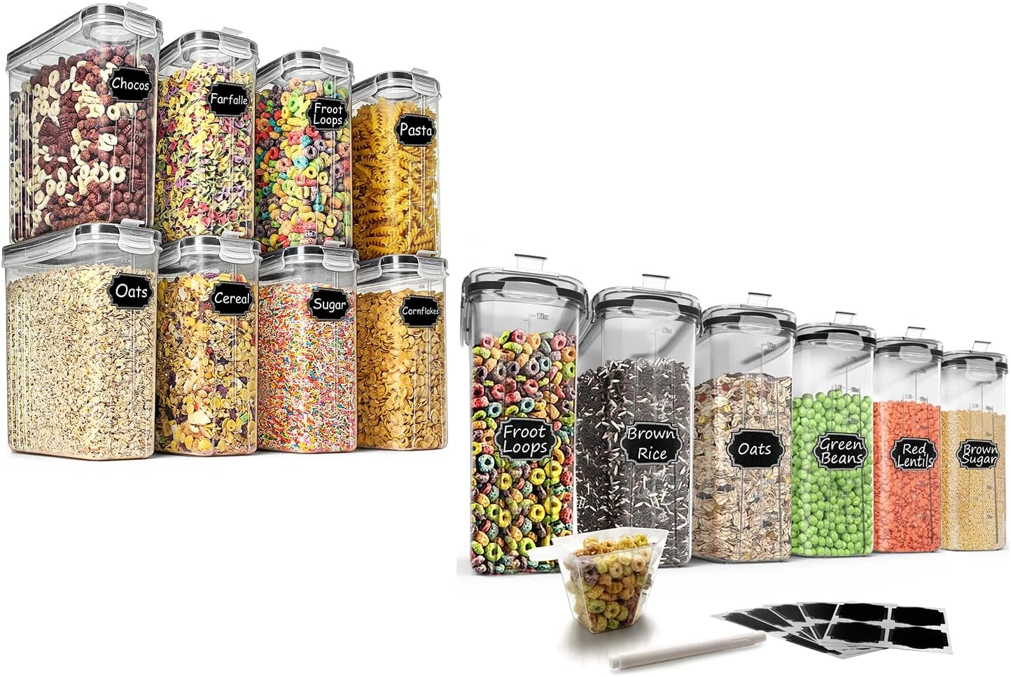 8-Piece Airtight Storage Set & 6-Piece Cereal Containers for Freshness