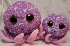 Pair of Ty Beanie Boos Legs the Purple Octopus 7.5" and 5" Tall Glitter Eyes 