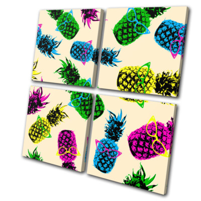 Ananas Cool Funky Obst Essen Küche MULTI LEINWANDBILD WANDBILD Bild Druck