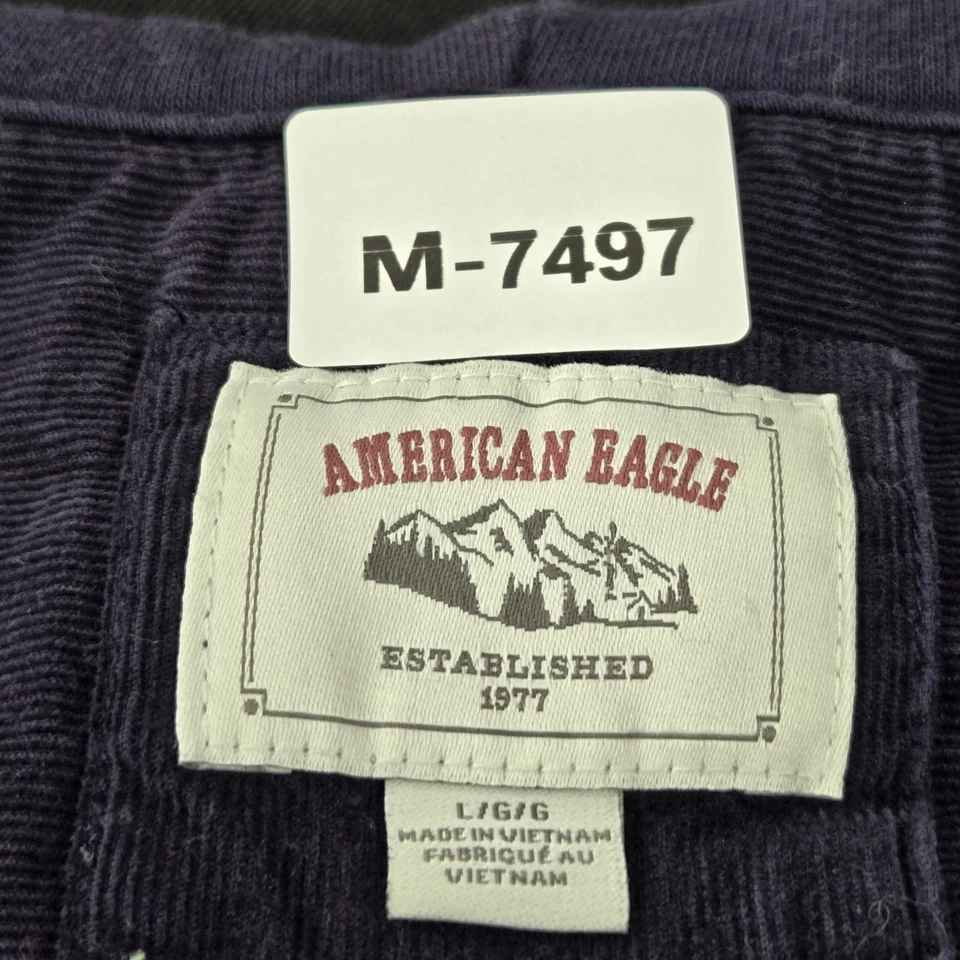 Camisa con botones American Eagle para hombre L roja franela a cuadros cordón larga Foto 2 de 4