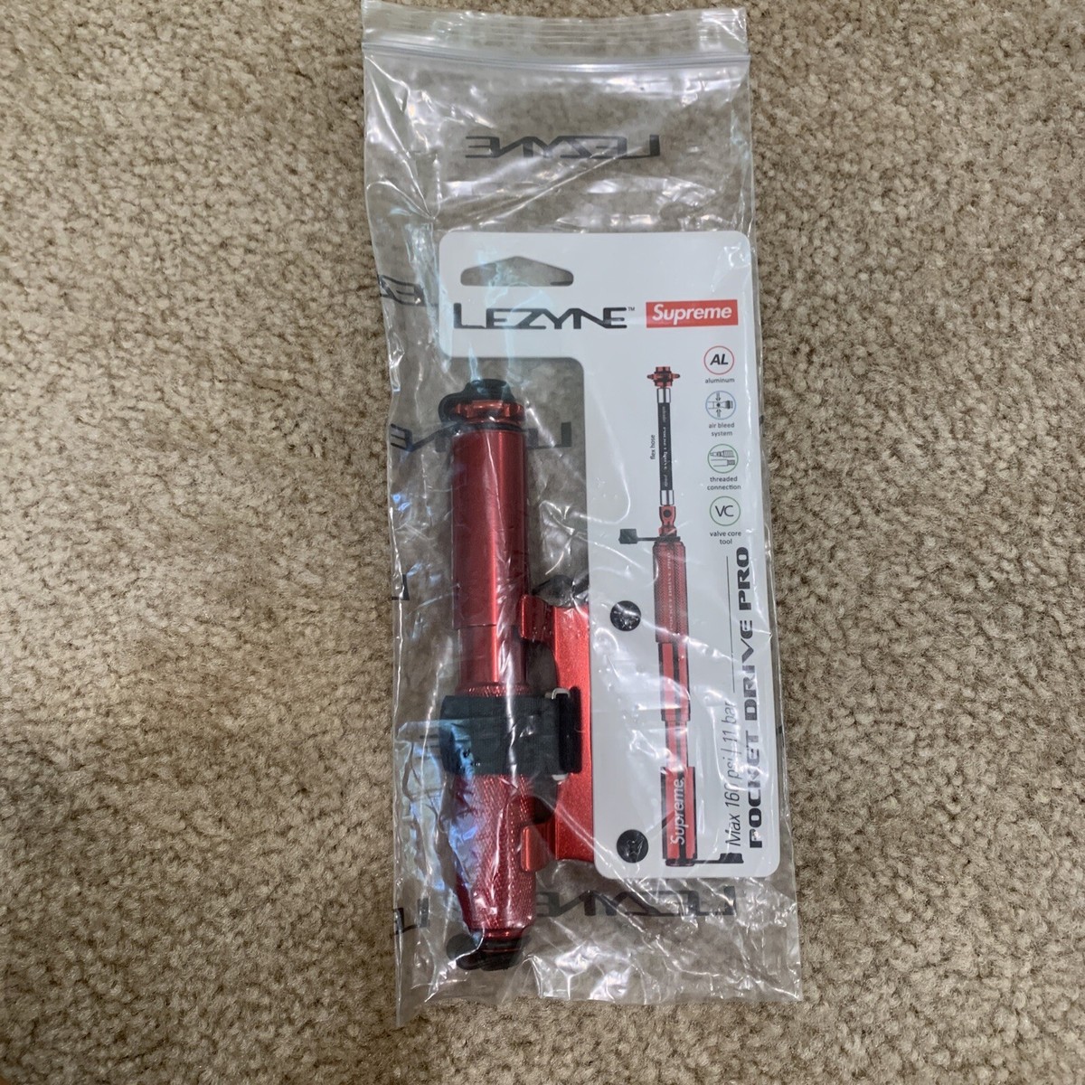 SUPREME x LEZYNE Pocket Drive Pro Bike Pump - Red - SS21 | eBay