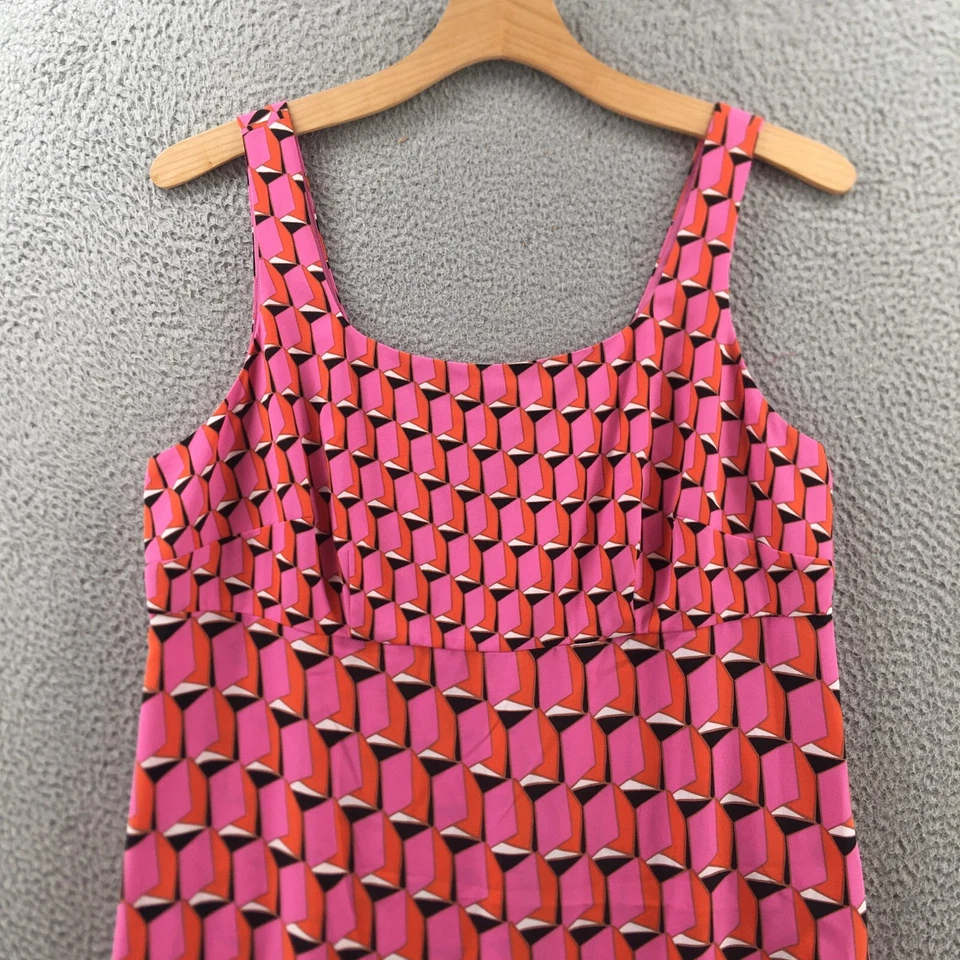 Diane Von Furstenberg Mini Dress Womens 18 Pink Multicolor Sleeveless Geometric - Image 2 of 4
