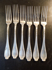 6x schwere Jugendstil Gabeln aus 800er Silber mit Blumen verziert antik toll !