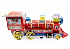 Vintage Forty Niner Battery-Operated, Tin Litho Locomotive, Modern Toys, Japan