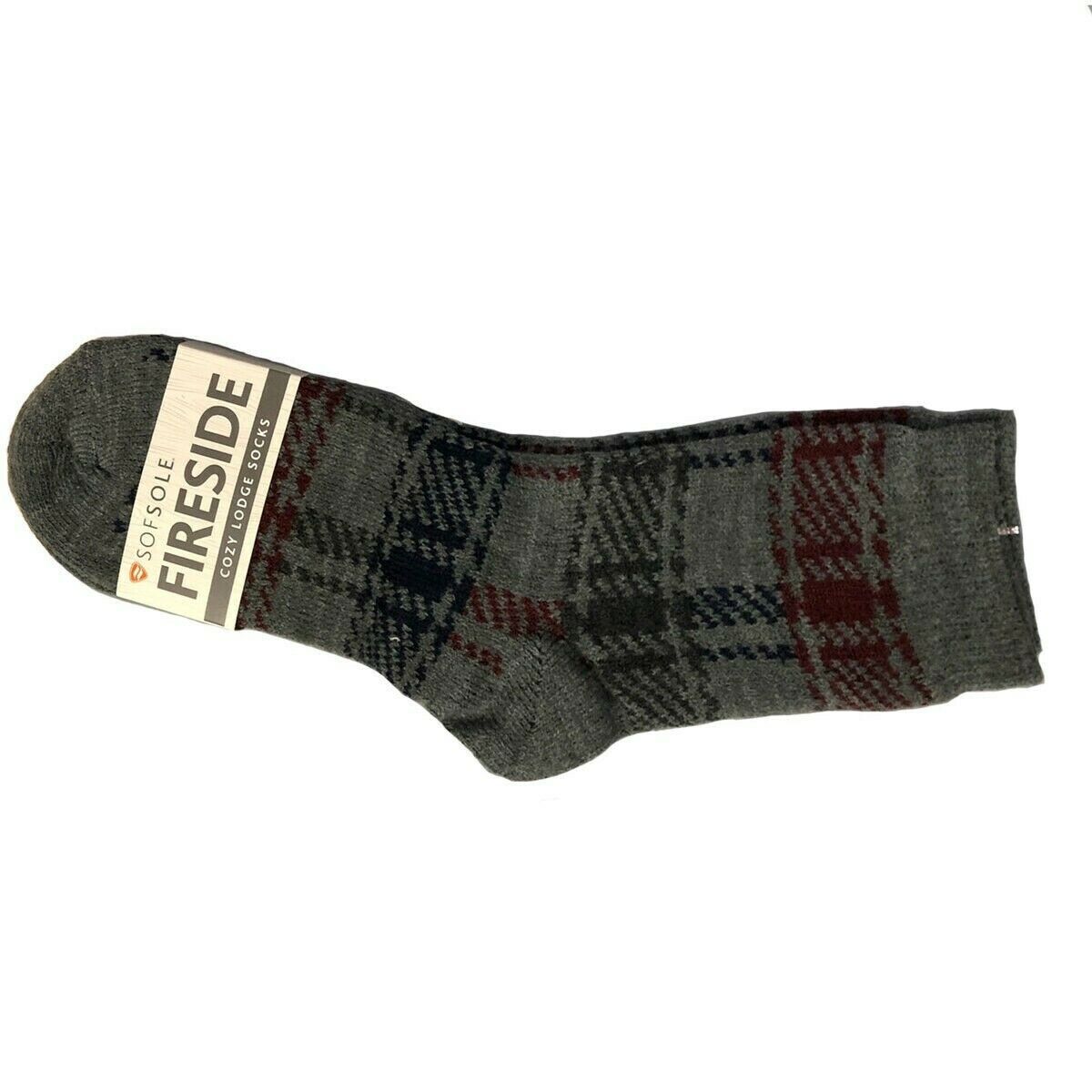 SAOLA Sof Sole Calze Invernali Uomo Fireside Cozy Lodge Grigio a Scacchi Zinco NUOVE
