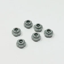 24866 LEGO Part Plate Round 1x1 w/ Flower Edge (5 Petals) LIGHT BLUISH GRAY (6)