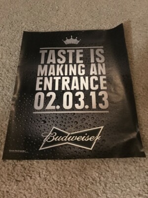 Vintage 2013 BUDWEISER BEER SUPER BOWL Poster Print Ad 