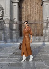 SALE!! ZARA NWT SS21 WOMAN FAUX LEATHER SHIRT DRESS whiskey | 4387/269