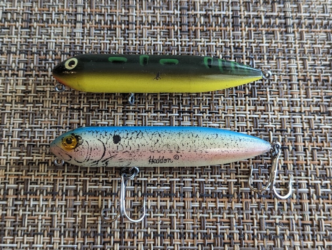 Lot De 2 Leurres Vintage Heddon : Zara Puppy (transparent) + Tiny Torpedo, Pêche Bass