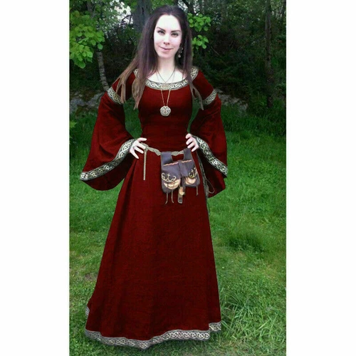 NEW Fashion Women Renaissance Costume Long Flare Sleeve Medieval Fairy Dress - Picture 5 of 14