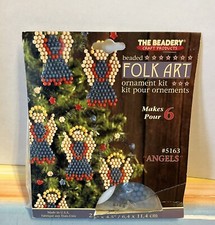 New The Beadery Folk Art beaded Angels ornaments kit 5163 makes 6 Christmas