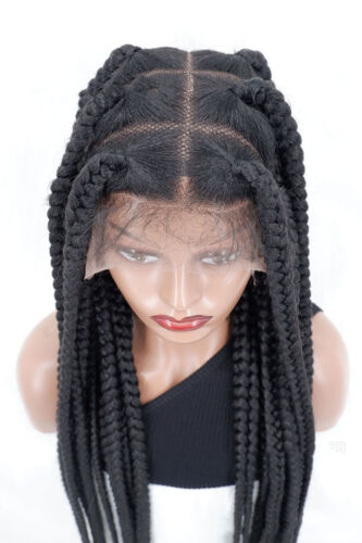 Full Lace Cornrow Braided Wigs with Baby Hair Thick Braids Knotless Box Braided - Picture 4 of 31