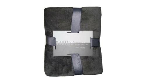 ✨ MADISON LUXURY HOME CORAL FLEECE THROW 50in X 60in VELVET TOUCH GRAY (NEW) ✨ - Picture 2 of 12