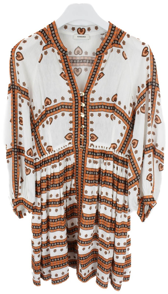 sandro bandana dress brown Bandana Print Midi Dress