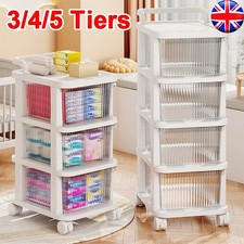 3/4/5 Drawers Storage Tower Cart Plastic Storage Organizer Trolley with Wheels f