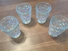 Vintage Federal Glass "Thumbprint" Clear Iridescent Juice Glass Set Of 4