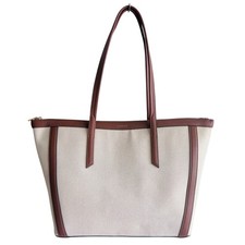 Image of RADLEY Handbag Chalk And Tan Canvas And Leather Large Tote Bag - New - RRP £239