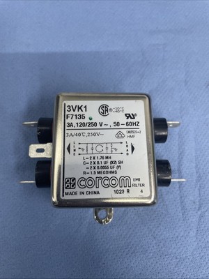 Corcom 3VK1 Line Filter F7135 3A 120/250V 50-60HZ