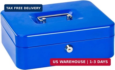 Jssmst Cash Box with Tray - Cash Box with Key Lock Safe Money Box with Cash Tray