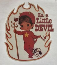 Original Vintage I m A Little Devil Cute Puppy Iron On Transfer