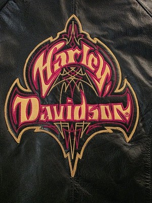 Vintage Retro Pinstriped Wild Card Harley-Davidson Leather Jacket-Women's Size S