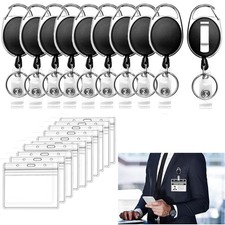 10 Cordon Porte-clés Retractable Cartes D'identité avec Porte-clés Clip Porte