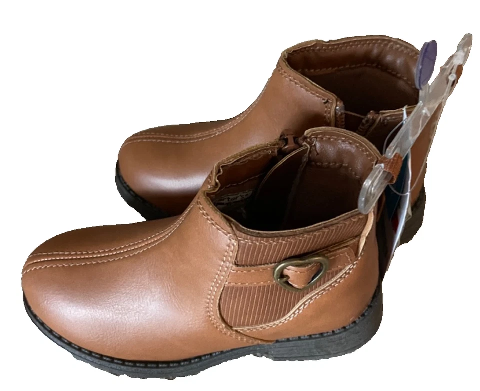 Carter's Ankle Boot Faux Leather, Side Zip/Decor, Brown, Girl Toddler Size 9M - Image 4 of 4