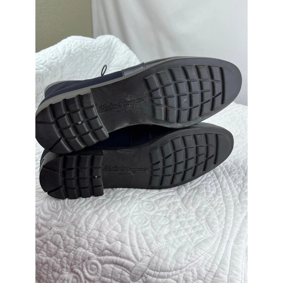 Salvatore Ferragamo Womens 7 Black Lace Up Leather Fabric Y2K Combat Boots - Image 4 of 4