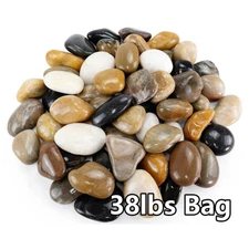 38 lbs Multicolor River Rocks 2-3" Polished Pebbles for Indoor/Outdoor Use