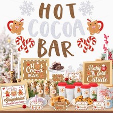 Gingerbread Man Hot Chocolate Bar Kits, Christmas Theme Glitter Hot Cocoa Bar...