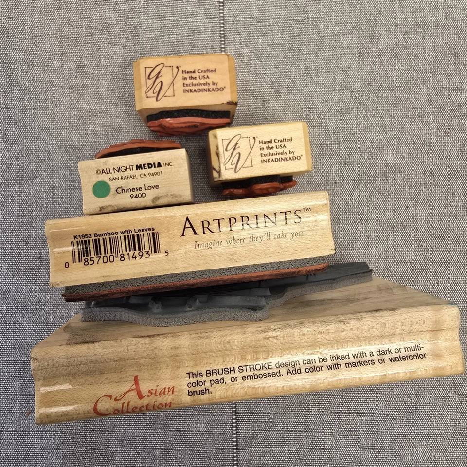 Estampillas de goma asiáticas de bambú estampillas, amor chino, alegría, sello de amigo  Foto 3 de 4