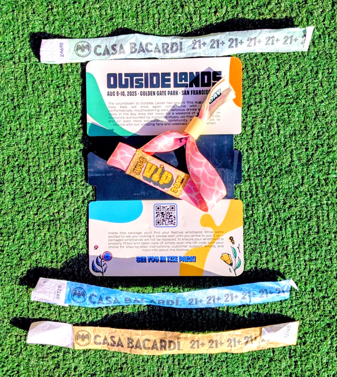 Outside Lands Festival 3-Day 2025 Collectible Glitter VIP Wristband +Extras EUC