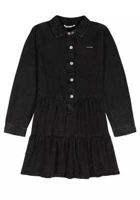 Calvin Klein Jeans Girls Denim Mini Shirt Dress Noire Size S (7-8) NWT $59.50