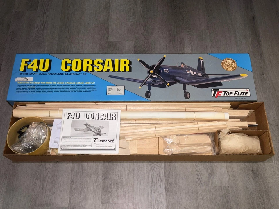NOS - TOP FLITE F4U CORSAIR .60 RC MODEL AIRPLANE KIT CRS6 **NOS** - Image 2 of 2
