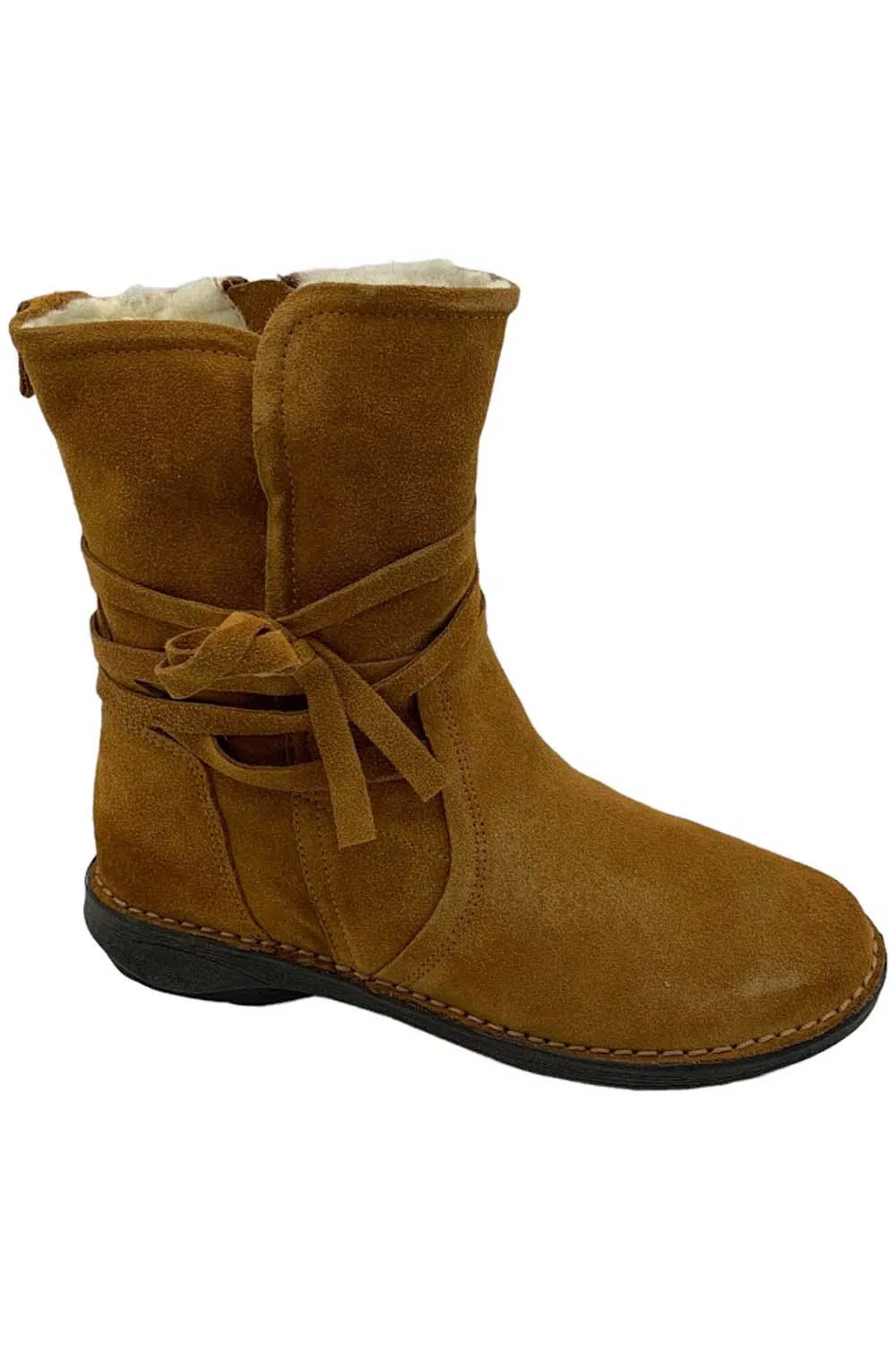 Miz Mooz Suede Wool Lined Ankle Boots Prance Brandy
