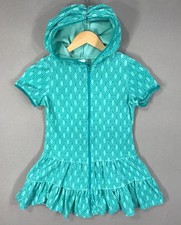 Cat Jack Cover Up Girl's Medium 7/8 Blue Terry Cloth Full Zip Hoodie Swim Pool