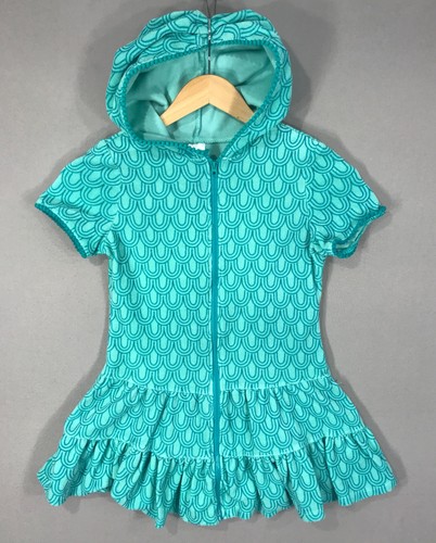 Cat & Jack Cover Up Girl's Medium 7/8 Blue Terry Cloth Full Zip Hoodie Swim Pool