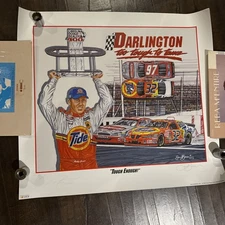 Ricky Craven Sam Bass Signed Lithograph 119/400 Darlington NASCAR Poster
